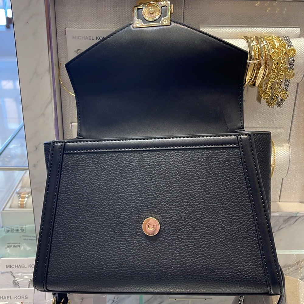 Michael Kors Whitney Medium Leather Flap Satchel Shoulder Crossbody Bag 
Black - Picture 11 of 16